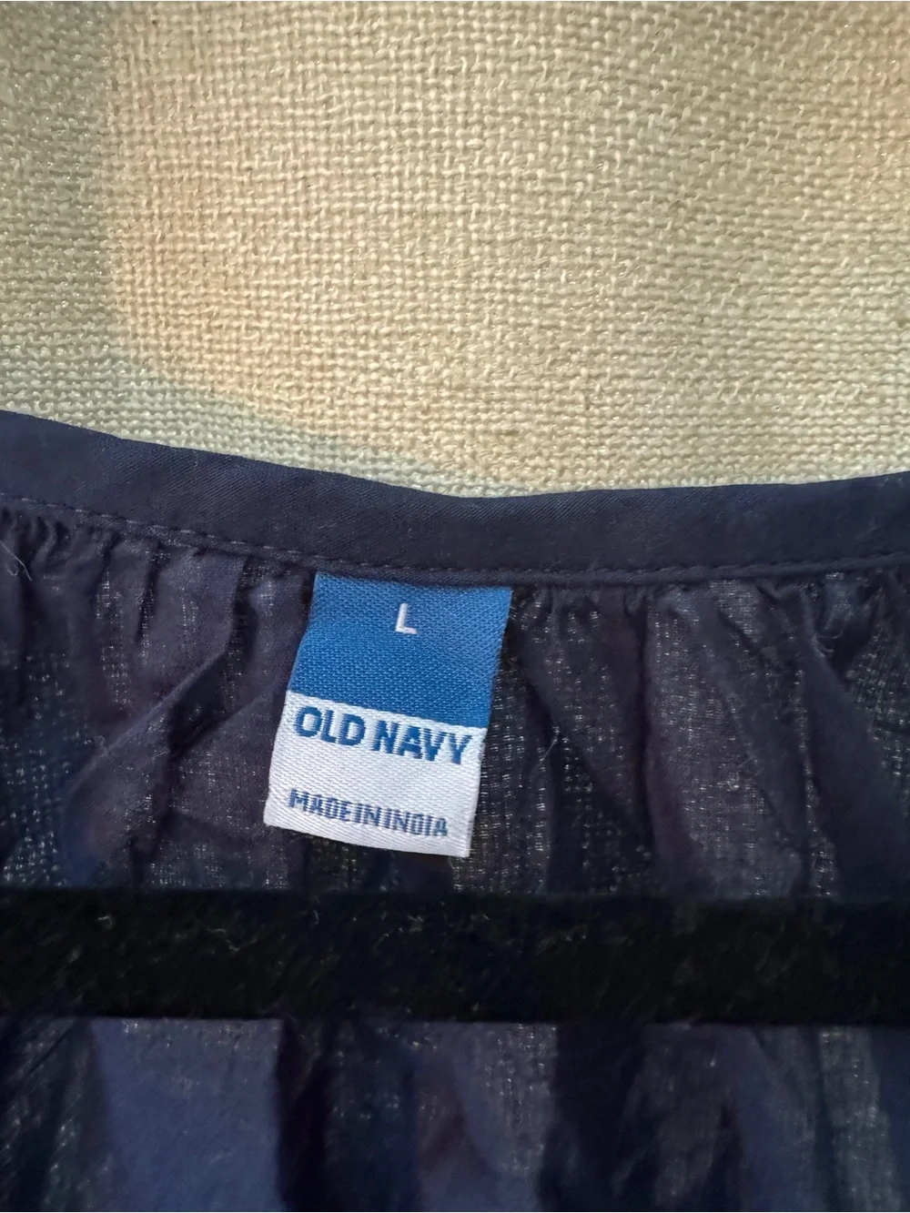 NWT Old Navy Navy Scoop-Neck Puff-Sleeve Button Blouse Size Large 100% Cotton